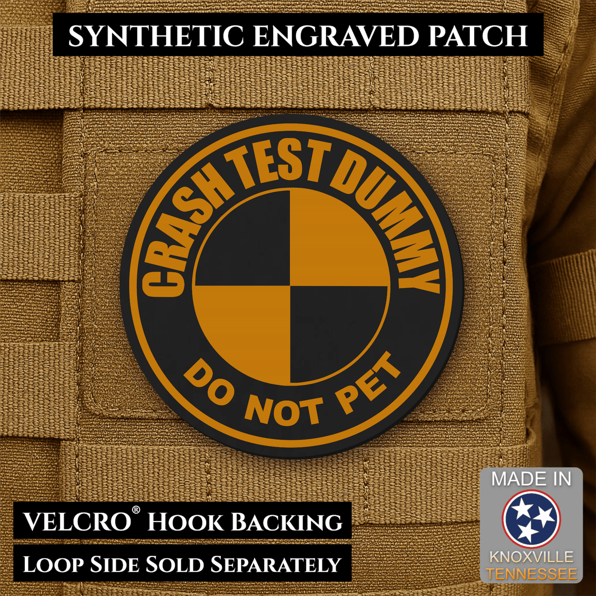 Crash Test Dummy Funny Morale Patch | Made in USA | VELCRO® Brand Hook Backing - LoneStar Adhesive