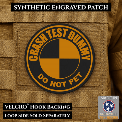 Crash Test Dummy Funny Morale Patch | Made in USA | VELCRO® Brand Hook Backing - LoneStar Adhesive