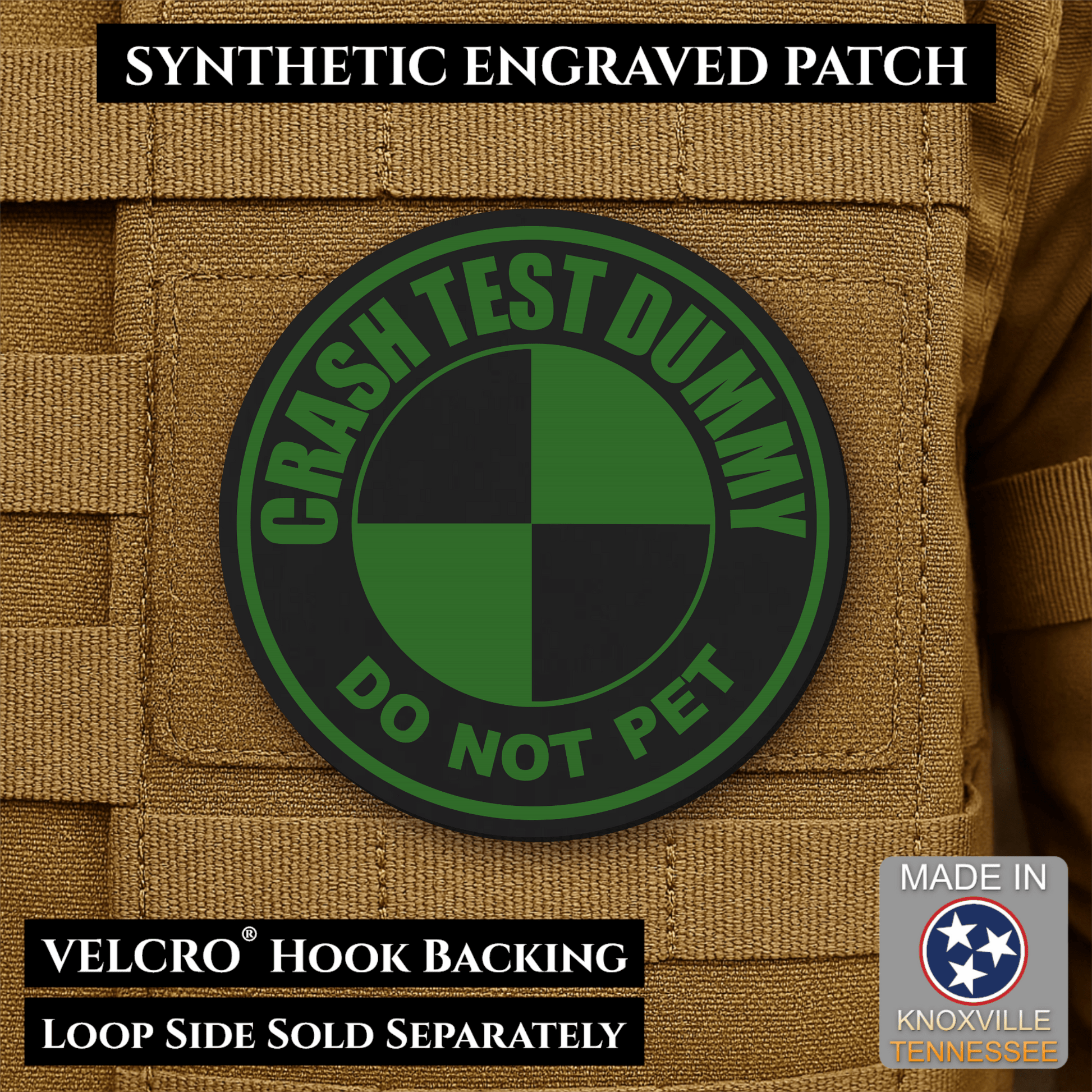 Crash Test Dummy Funny Morale Patch | Made in USA | VELCRO® Brand Hook Backing - LoneStar Adhesive
