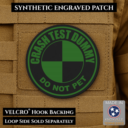 Crash Test Dummy Funny Morale Patch | Made in USA | VELCRO® Brand Hook Backing - LoneStar Adhesive