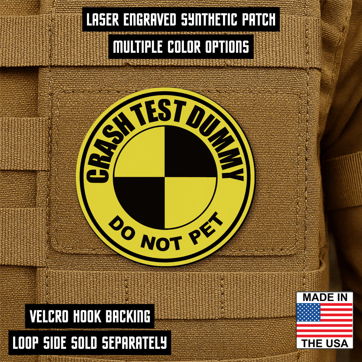 Crash Test Dummy Morale Patch 3" Round Hook & Loop | Made in USA - LoneStar Adhesive