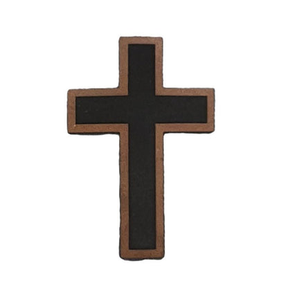 Cross Outline Engraved Leatherette Hat Patch - MR01 - LoneStar Adhesive