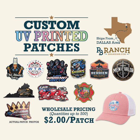 Custom Color UV Printed Heritage Leatherette Patches - LoneStar Adhesive