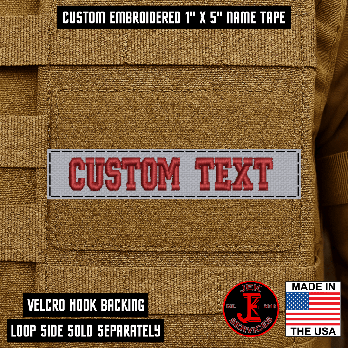 Custom Embroidered Name Tapes | Tactical Velcro Name Gear ID Tag - LoneStar Adhesive
