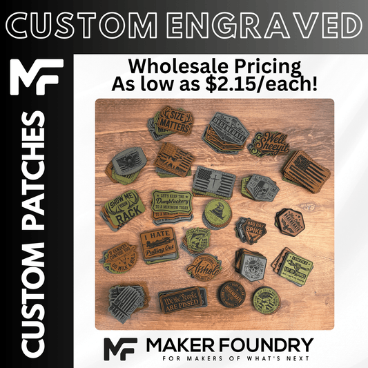 Custom Laser Engraved Leatherette Hat Patches | Wholesale - LoneStar Adhesive