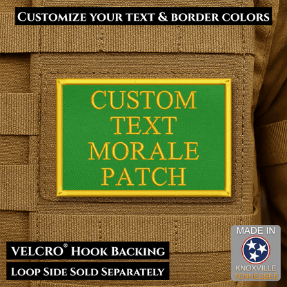 Custom Text Embroidered Morale Patches | Made in USA | VELCRO® Brand Hook Backing - LoneStar Adhesive