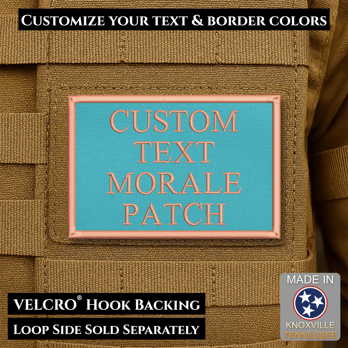Custom Text Embroidered Morale Patches | Made in USA | VELCRO® Brand Hook Backing - LoneStar Adhesive
