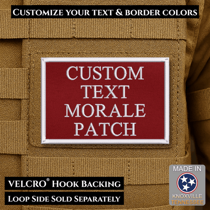 Custom Text Embroidered Morale Patches | Made in USA | VELCRO® Brand Hook Backing - LoneStar Adhesive