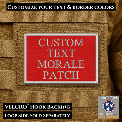 Custom Text Embroidered Morale Patches | Made in USA | VELCRO® Brand Hook Backing - LoneStar Adhesive