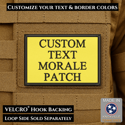 Custom Text Embroidered Morale Patches | Made in USA | VELCRO® Brand Hook Backing - LoneStar Adhesive