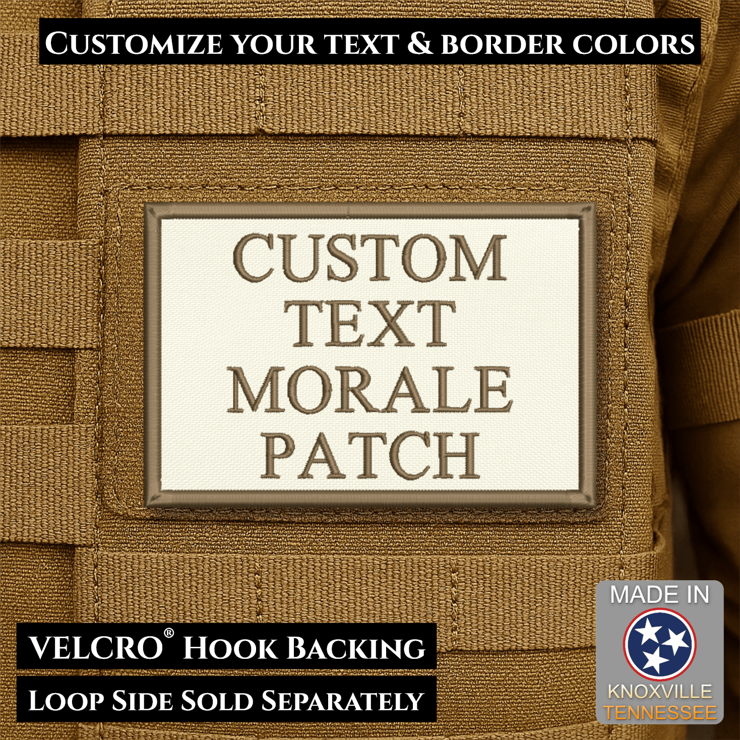 Custom Text Embroidered Morale Patches | Made in USA | VELCRO® Brand Hook Backing - LoneStar Adhesive