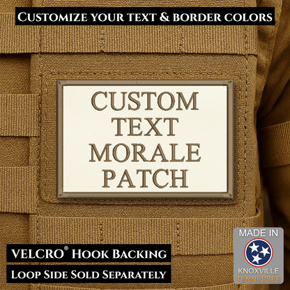 Custom Text Embroidered Morale Patches | Made in USA | VELCRO® Brand Hook Backing - LoneStar Adhesive