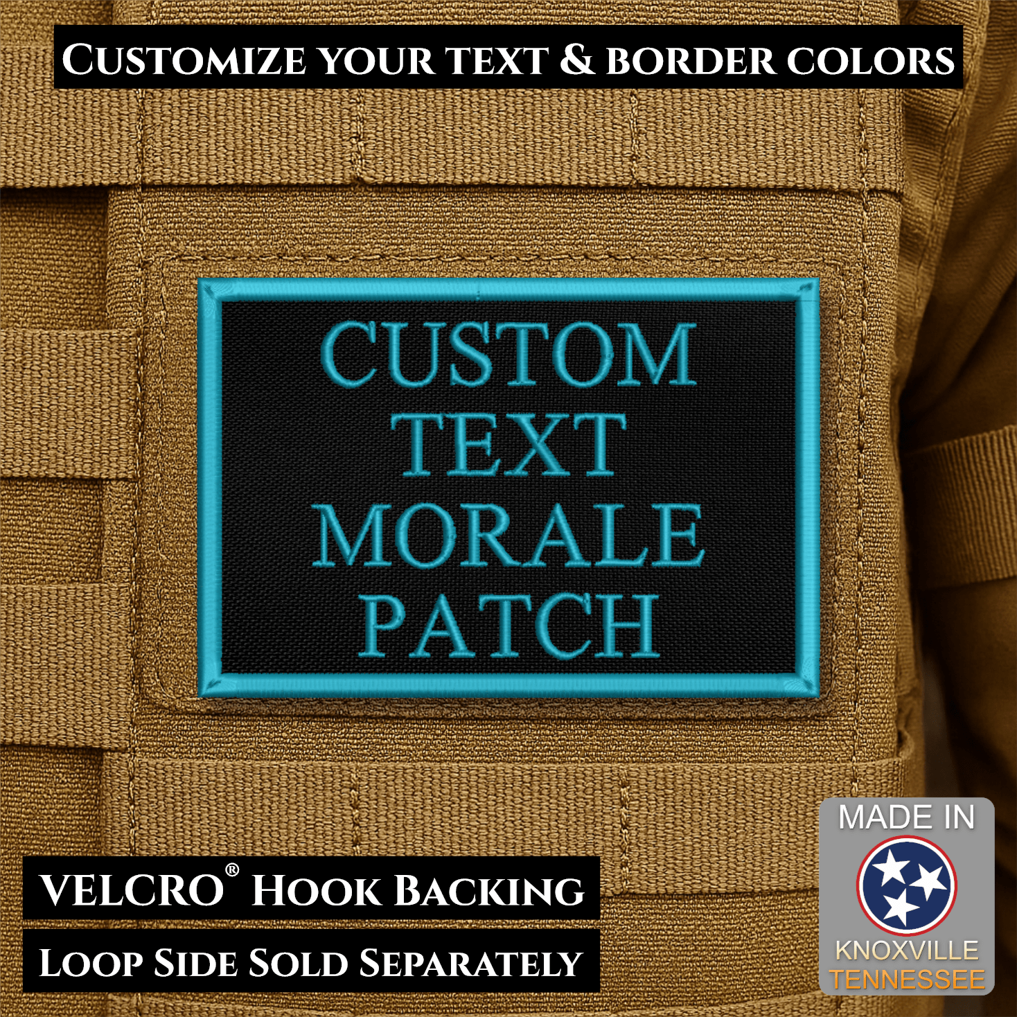 Custom Text Embroidered Morale Patches | Made in USA | VELCRO® Brand Hook Backing - LoneStar Adhesive