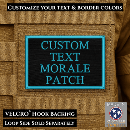 Custom Text Embroidered Morale Patches | Made in USA | VELCRO® Brand Hook Backing - LoneStar Adhesive