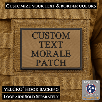 Custom Text Embroidered Morale Patches | Made in USA | VELCRO® Brand Hook Backing - LoneStar Adhesive