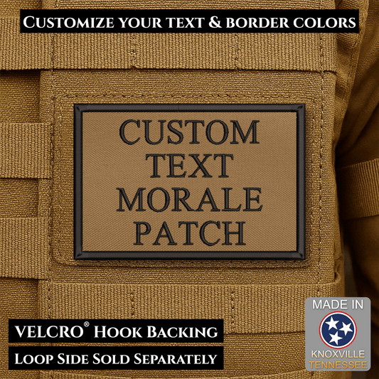 Custom Text Embroidered Morale Patches | Made in USA | VELCRO® Brand Hook Backing - LoneStar Adhesive