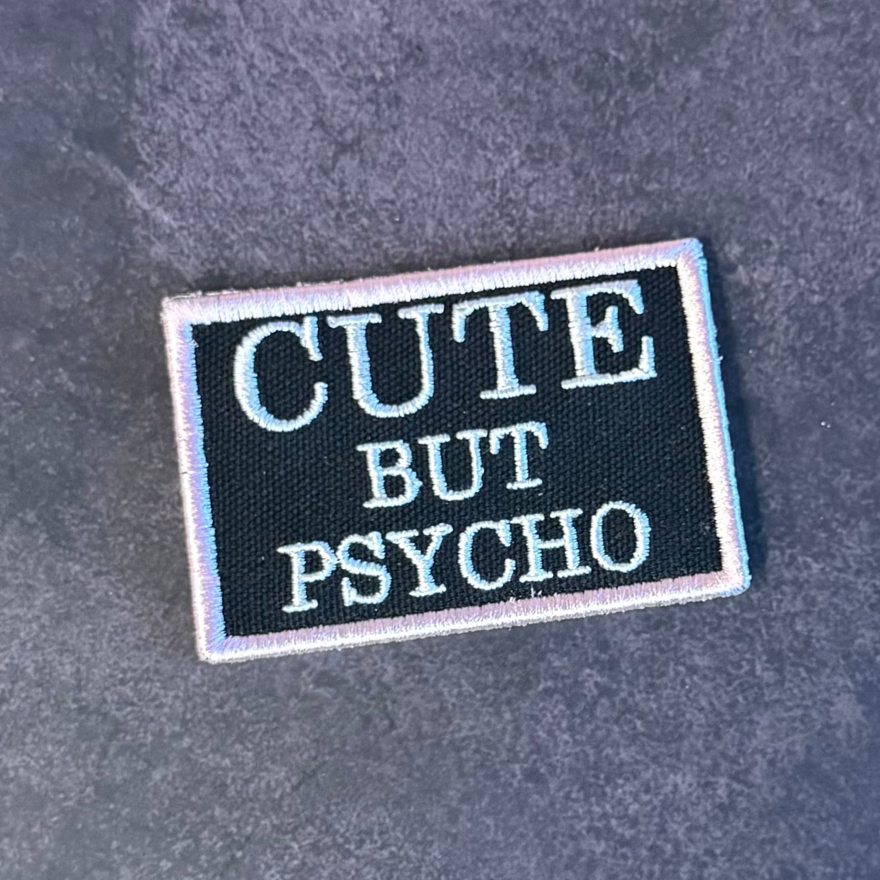 Cute But Psycho Funny Morale Patch, 2x3" | Made in USA | VELCRO® Brand Hook Backing - LoneStar Adhesive