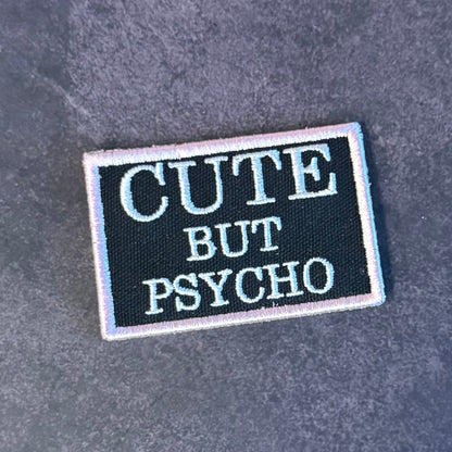 Cute But Psycho Funny Morale Patch, 2x3" | Made in USA | VELCRO® Brand Hook Backing - LoneStar Adhesive