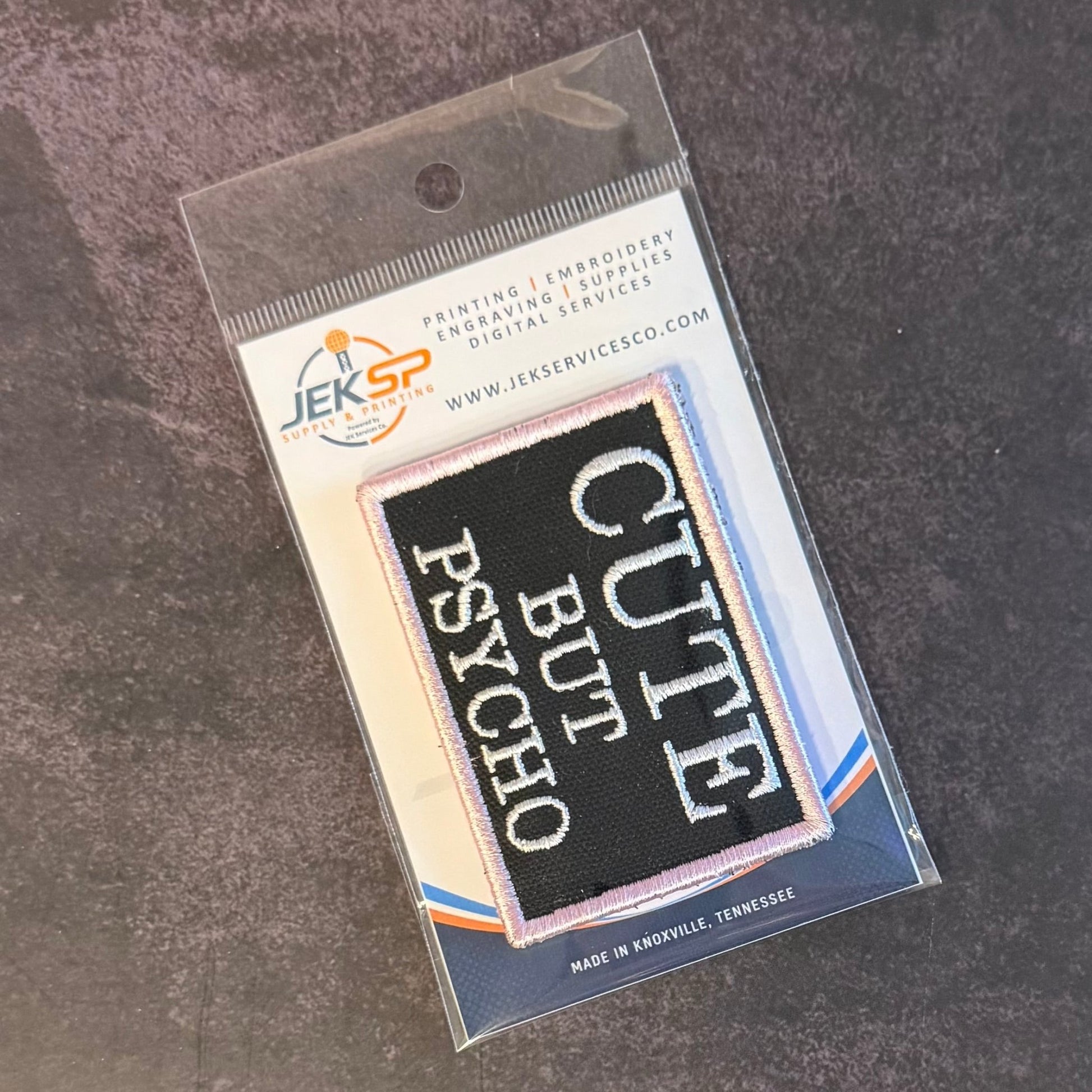 Cute But Psycho Funny Morale Patch, 2x3" | Made in USA | VELCRO® Brand Hook Backing - LoneStar Adhesive