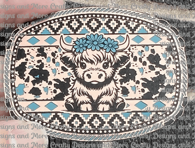 Cute Highland Cow with Flowers - LoneStar Adhesive