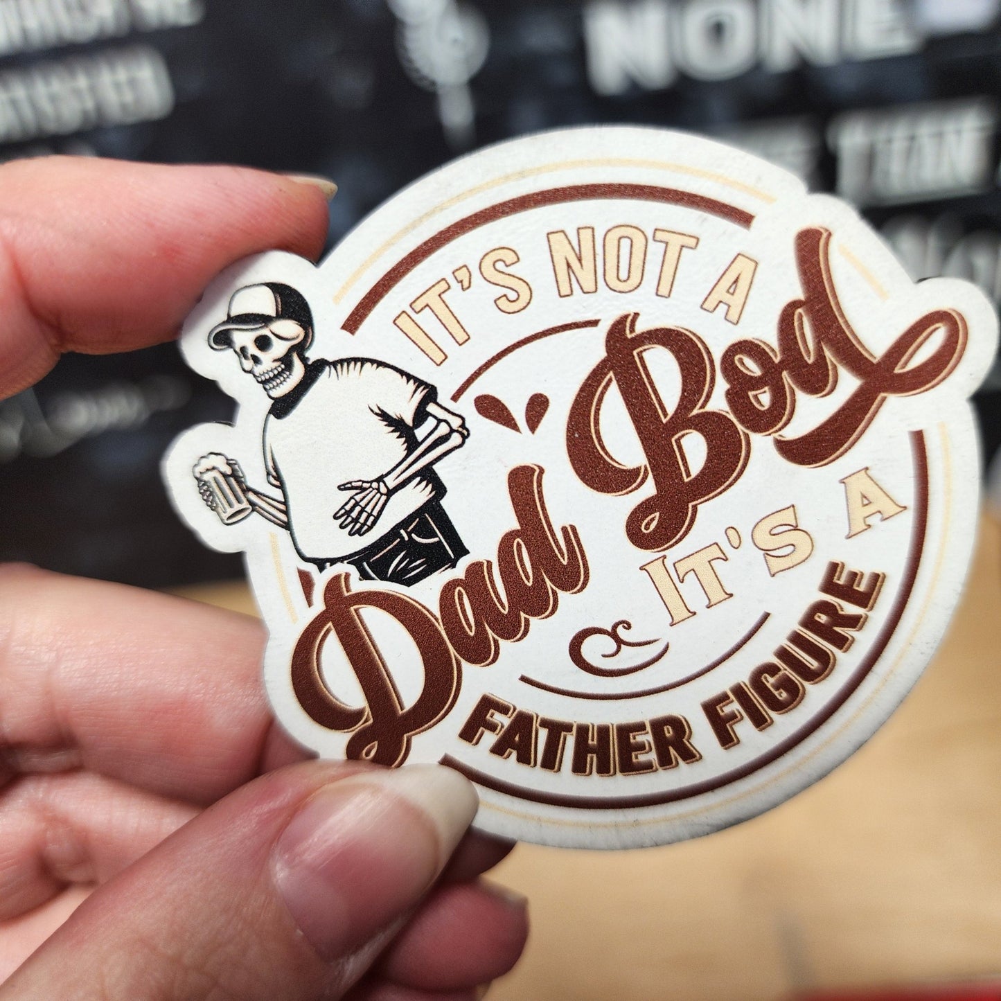 Dad Bod Father Figure UV Printed Leatherette Hat Patch - MR01 - LoneStar Adhesive