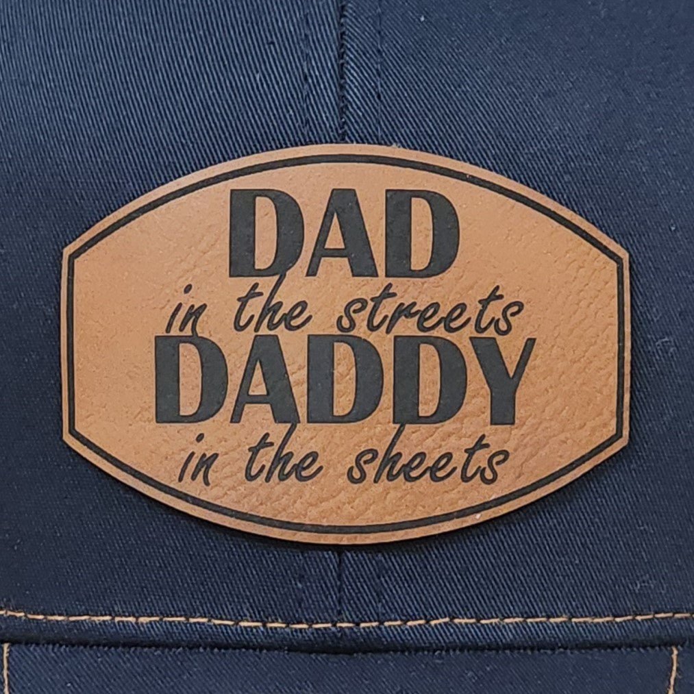 Dad Life Humor Patch Engraved Leatherette Hat Patch - MR01 - LoneStar Adhesive