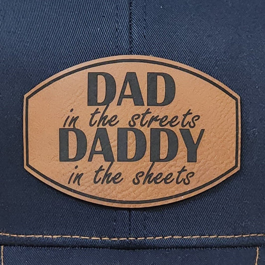 Dad Life Humor Patch Engraved Leatherette Hat Patch - MR01 - LoneStar Adhesive