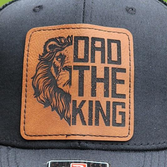 Dad the King Engraved Leatherette Hat Patch - MR01 - LoneStar Adhesive