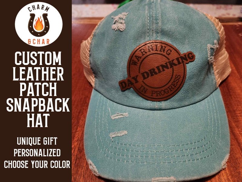 Day Drinking in Progress Leather Patch Trucker Hats - Classic Colors - #LoneStar Adhesive#