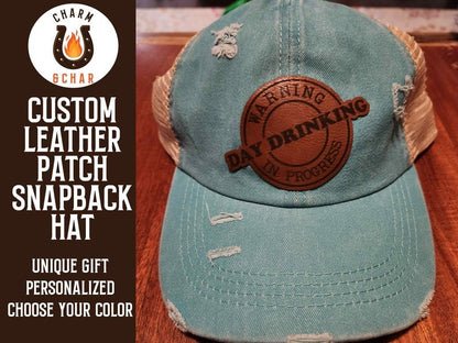 Day Drinking in Progress Leather Patch Trucker Hats - Classic Colors - #LoneStar Adhesive#