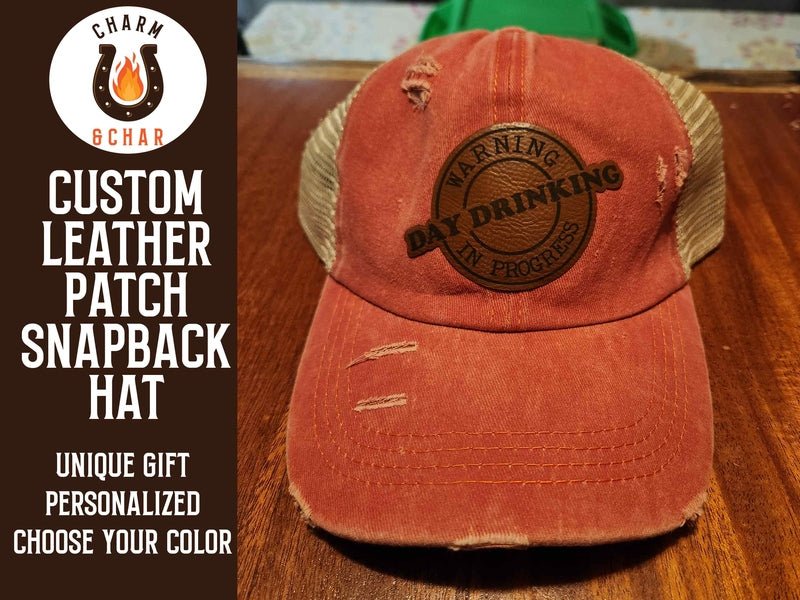 Day Drinking in Progress Leather Patch Trucker Hats - Classic Colors - #LoneStar Adhesive#