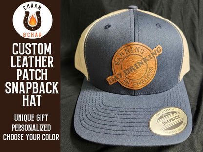 Day Drinking in Progress Leather Patch Trucker Hats - Classic Colors - #LoneStar Adhesive#