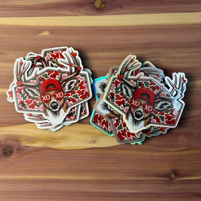 Deer Camo Pink - Valentine's Day | UV Printed Leather Hat Patch - LoneStar Adhesive