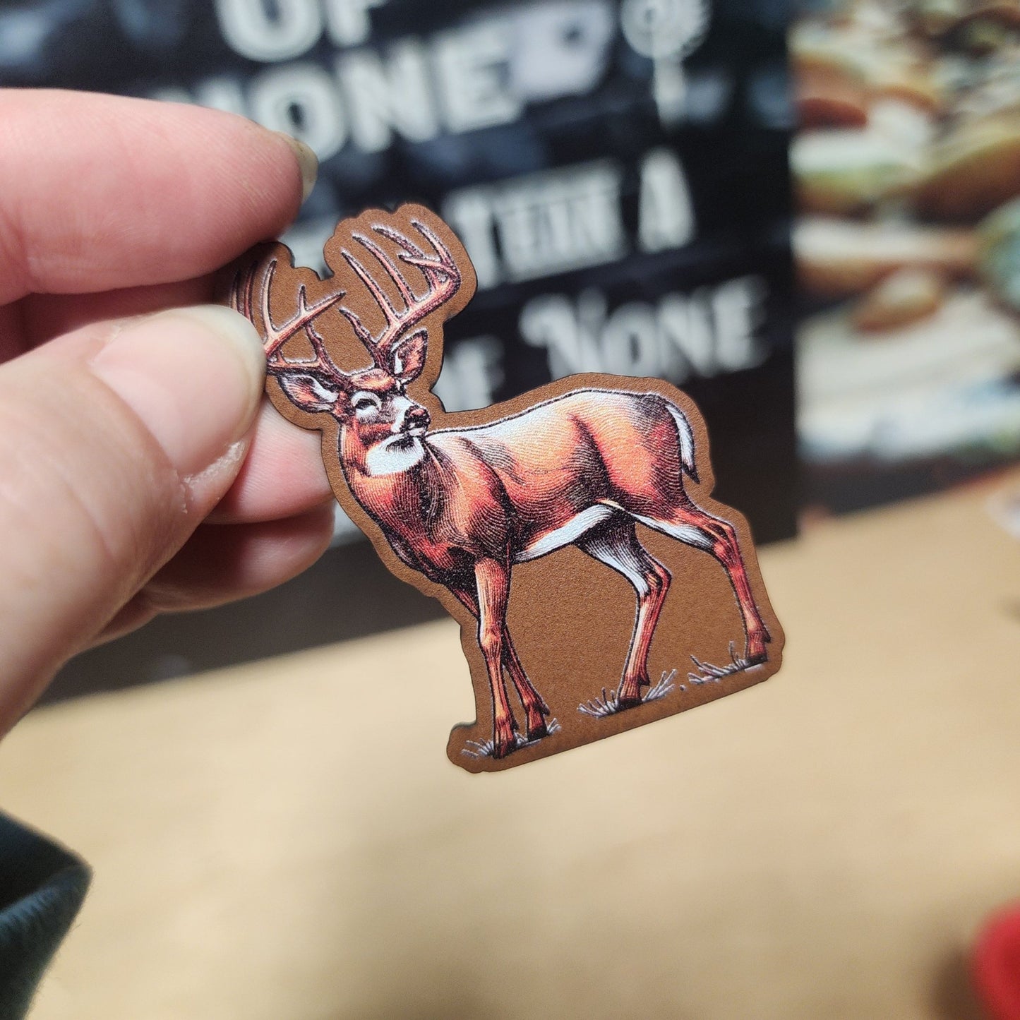 Deer Stag UV Printed Leatherette Hat Patch - MR01 - LoneStar Adhesive
