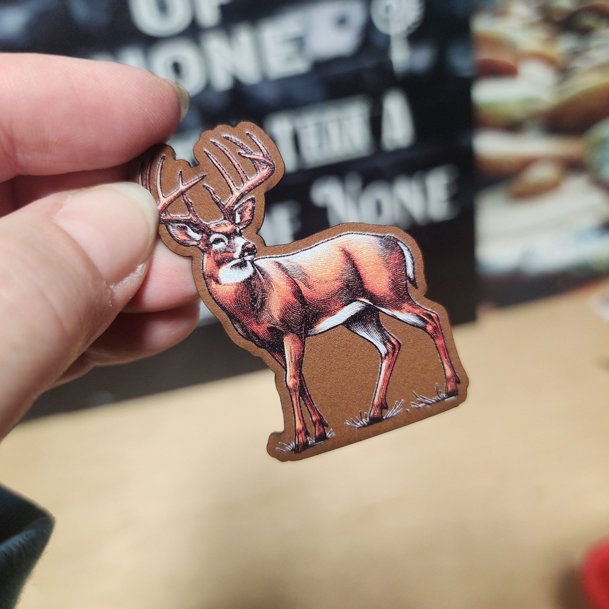Deer Stag UV Printed Leatherette Hat Patch - MR01 - LoneStar Adhesive