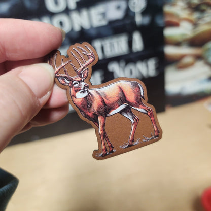 Deer Stag UV Printed Leatherette Hat Patch - MR01 - LoneStar Adhesive
