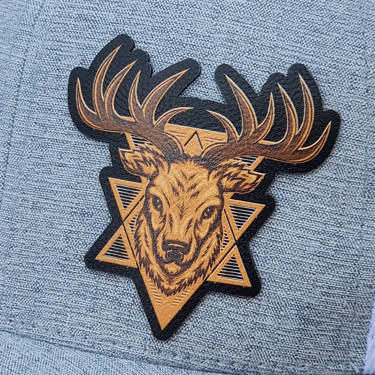 Deer Stag with Star UV Printed Leatherette Hat Patch - MR01 - LoneStar Adhesive