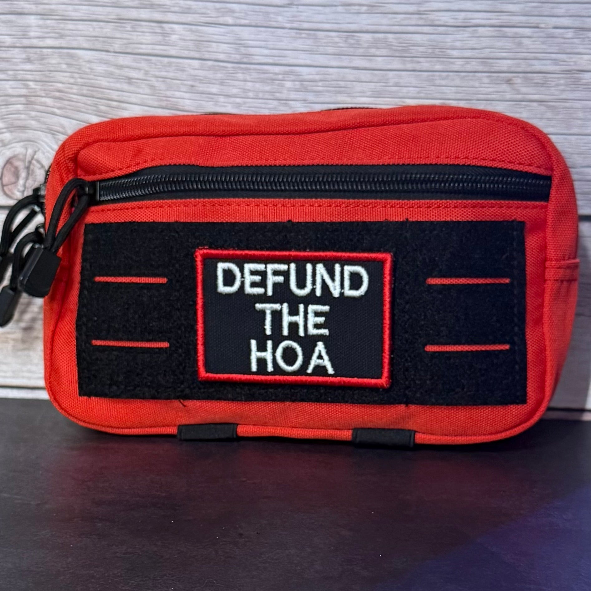Defund the HOA Funny Morale Patch, 2x3" | Made in USA | VELCRO® Brand Hook Backing - LoneStar Adhesive