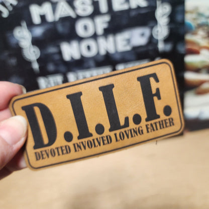 Devoted Involved Loving Father Engraved Leatherette Hat Patch - MR01 - LoneStar Adhesive