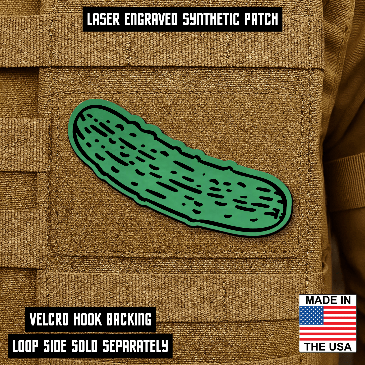 Dill Pickle Funny Morale Patch 1.8"x3" Hook & Loop | Made in USA - LoneStar Adhesive