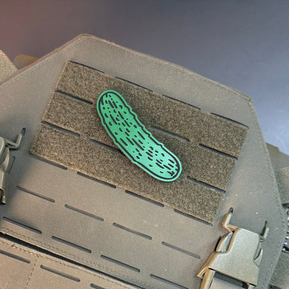 Dill Pickle Funny Morale Patch, 1.8x3" Synthetic Engraved | Made in USA | VELCRO® Brand Hook Backing - LoneStar Adhesive