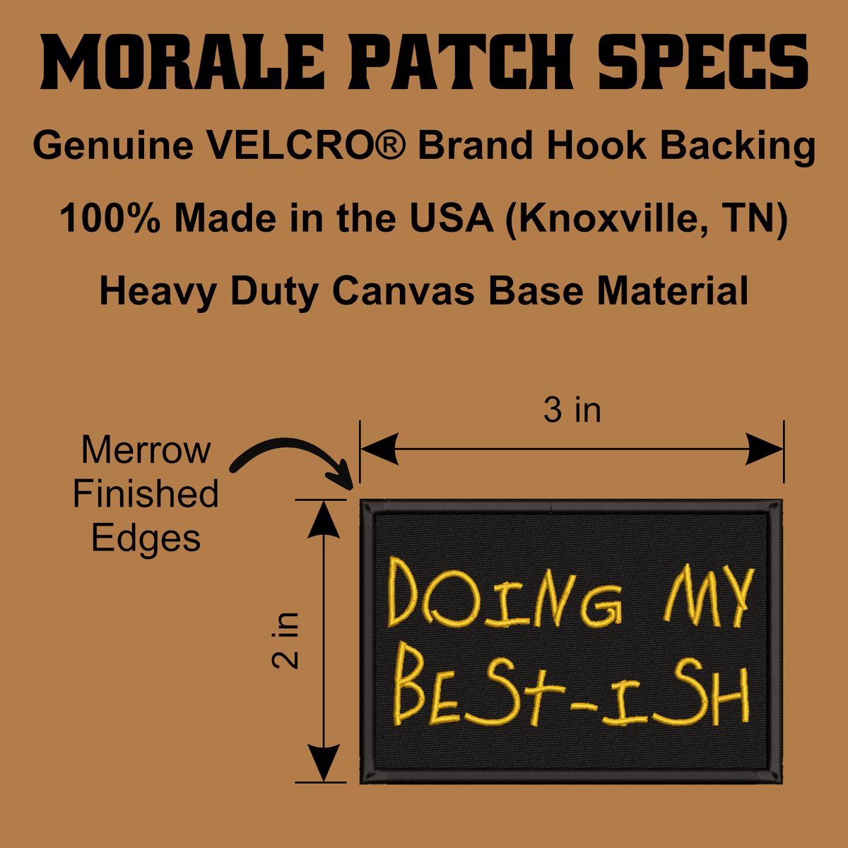 Doing My Best-ish Funny Morale Patch, 2x3" | Made in USA | VELCRO® Brand Hook Backing - LoneStar Adhesive