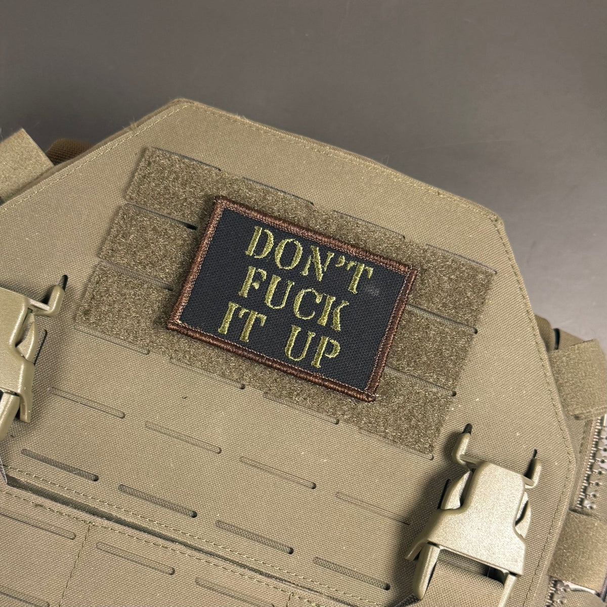 Don't Fuck It Up Funny Tactical Morale Patch, 2x3" | Made in USA | VELCRO® Brand Hook Backing - LoneStar Adhesive