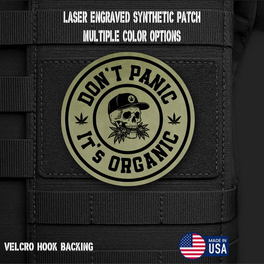 Don't Panic It's Organic Funny Morale Patch | Made in USA | VELCRO® Brand Hook Backing - LoneStar Adhesive