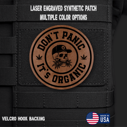Don't Panic It's Organic Funny Morale Patch | Made in USA | VELCRO® Brand Hook Backing - LoneStar Adhesive