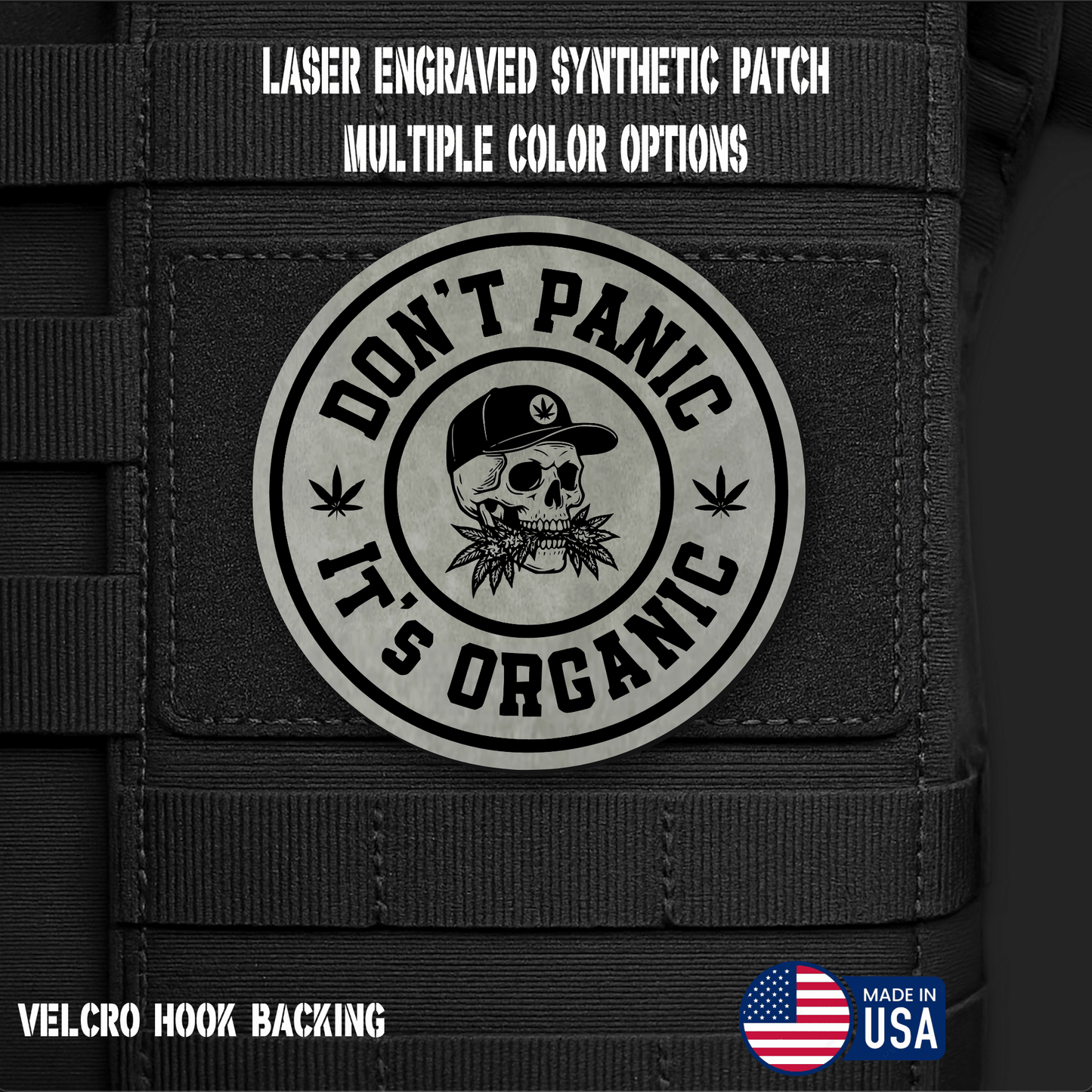 Don't Panic It's Organic Funny Morale Patch | Made in USA | VELCRO® Brand Hook Backing - LoneStar Adhesive