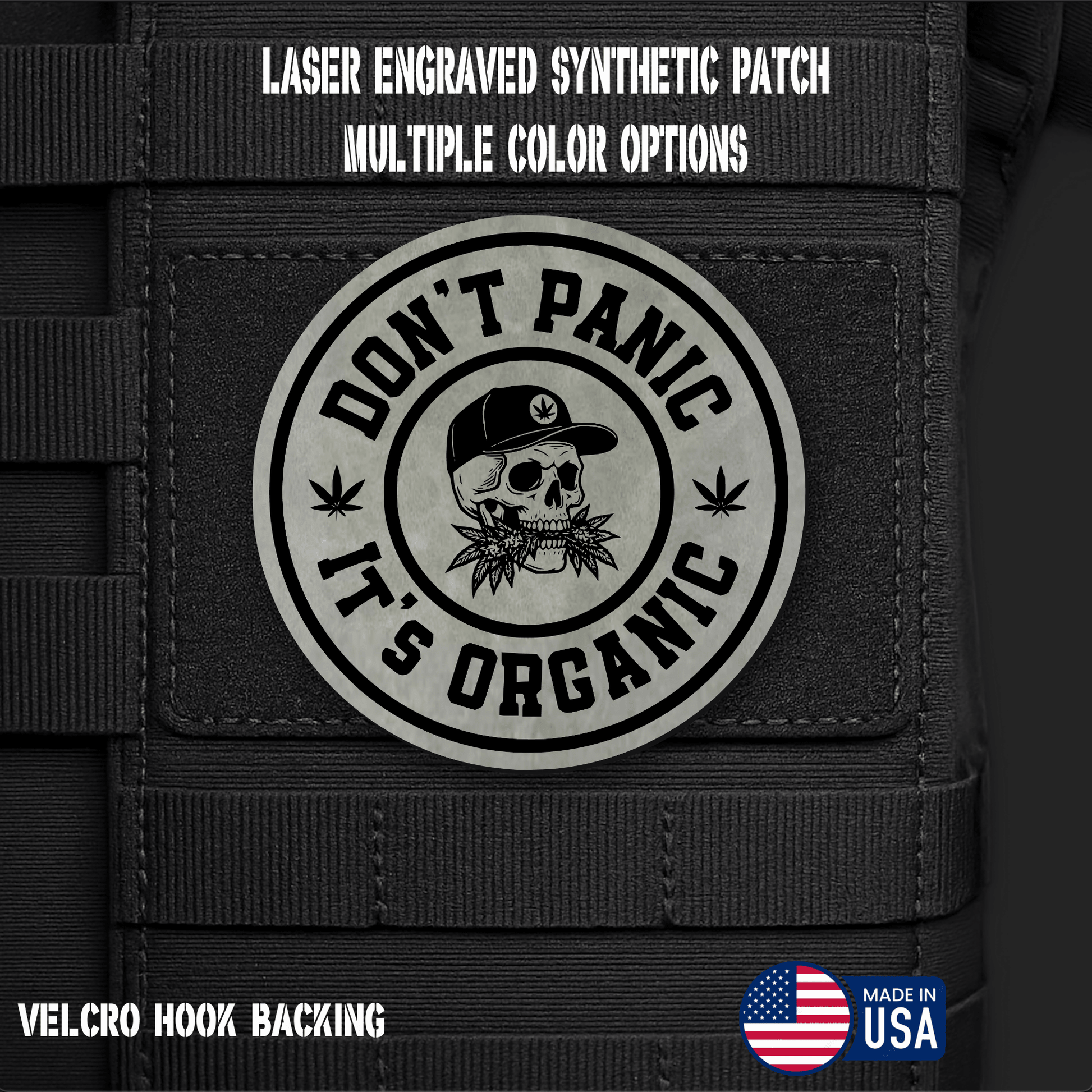 Don't Panic It's Organic Funny Morale Patch | Made in USA | VELCRO® Brand Hook Backing - LoneStar Adhesive