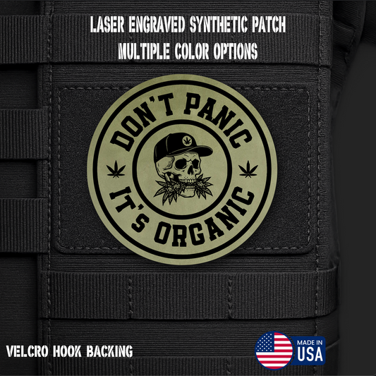 Don't Panic It's Organic Funny Morale Patch | Made in USA | VELCRO® Brand Hook Backing