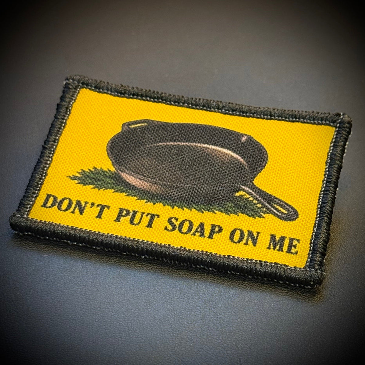 Don't Put Soap on Me Gadsden Skillet Printed Patch, 2x3" | VELCRO® Brand Hook Backing - #LoneStar Adhesive#