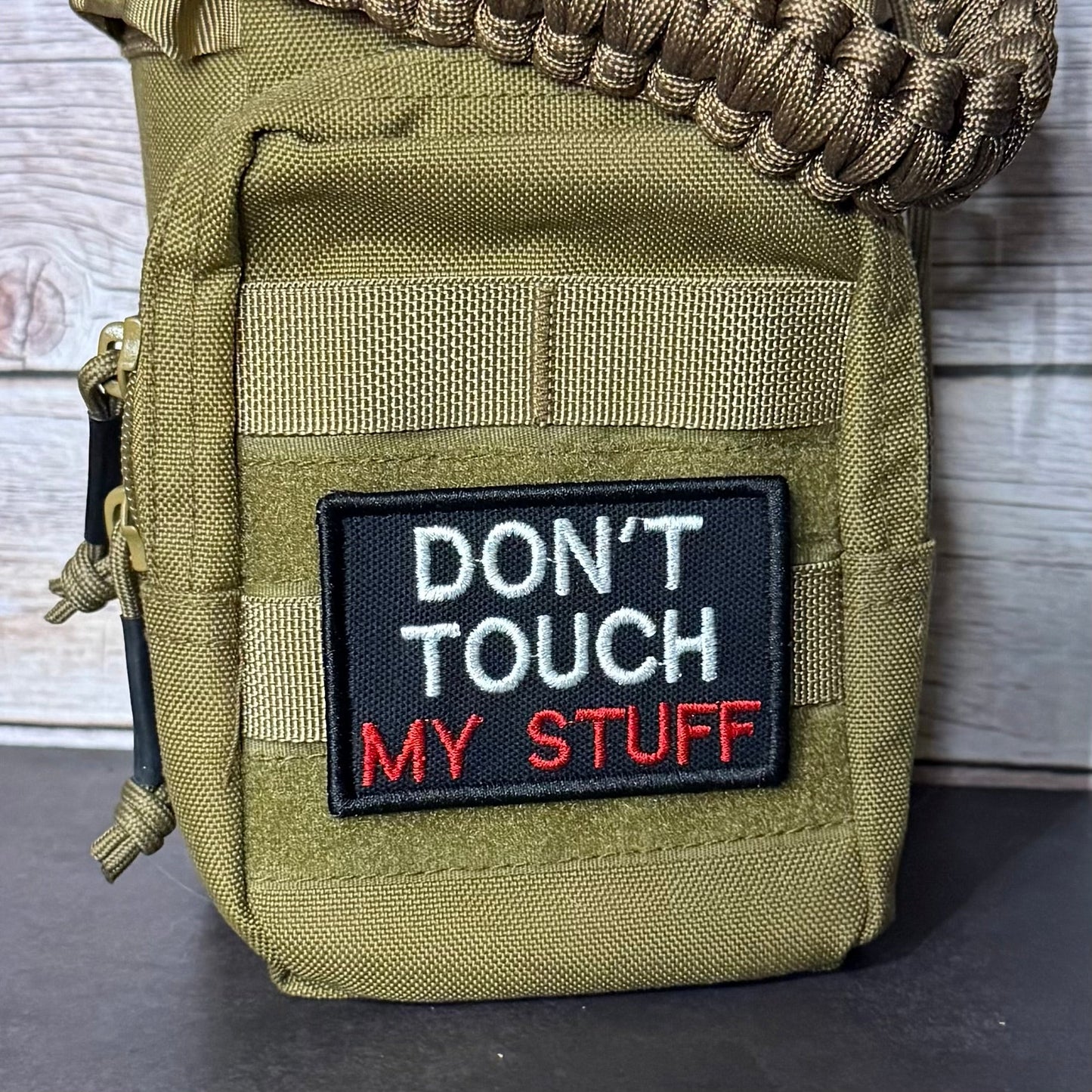 Don't Touch My Stuff Funny Morale Patch, 2x3" | Made in USA | VELCRO® Brand Hook Backing - LoneStar Adhesive